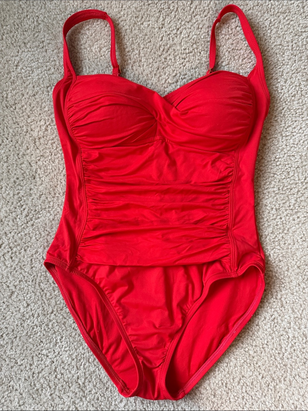 La Blanca Red Ruched One-Piece Swimsuit